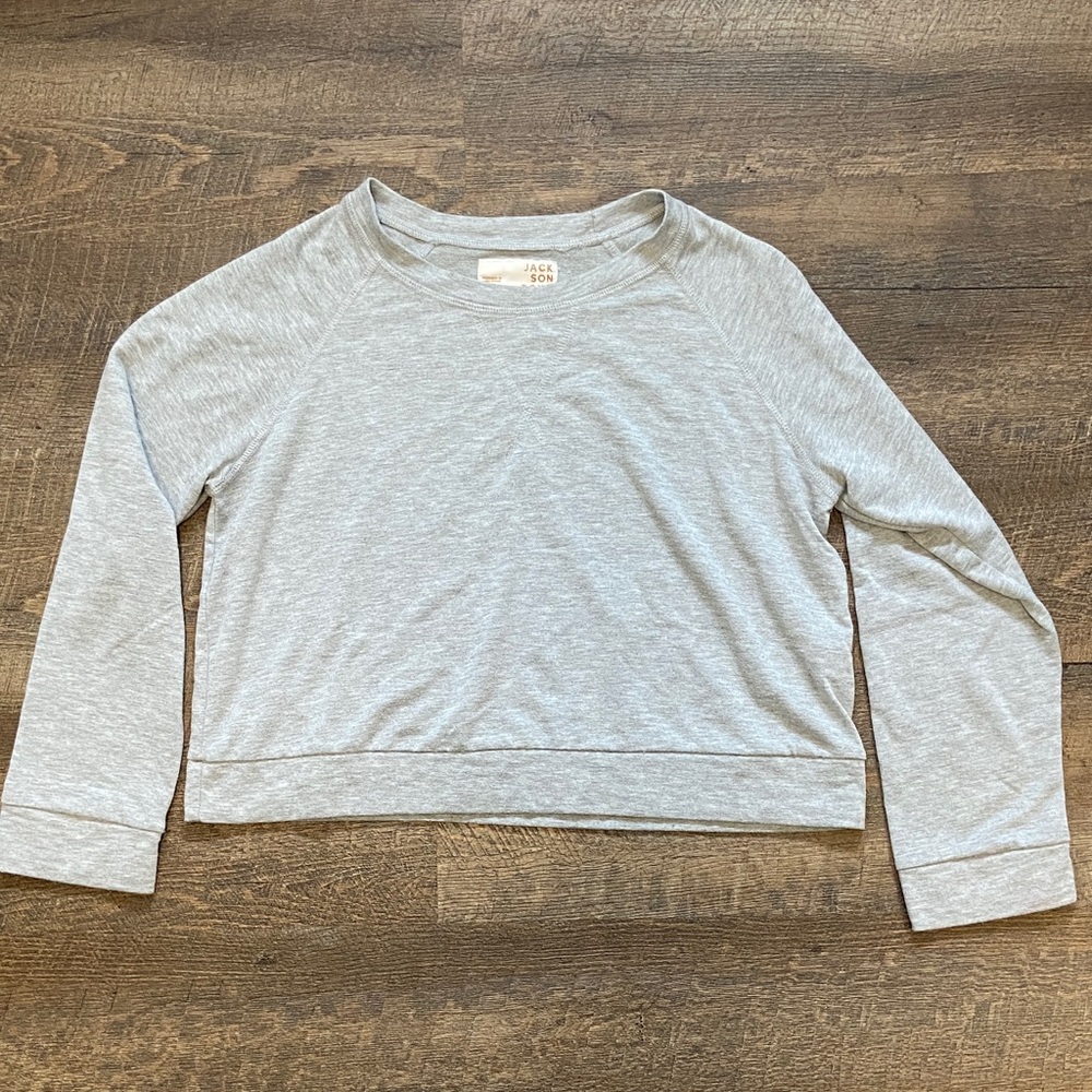 Jackson Rowe Light Gray Long Sleeve Crop Top